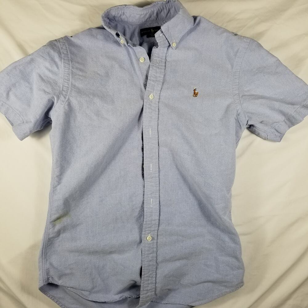 Polo Ralph Lauren Mens M Slim Fit Blue SS Oxford